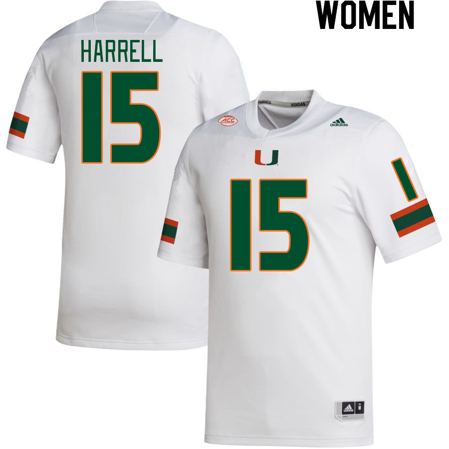 Women #15 Tyler Harrell Miami Hurricanes College Football Jerseys Stitched Sale-White - Click Image to Close